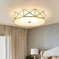 Vintage Drum Ceiling Light Frosted Glass Brass 3 Light | Cirelle