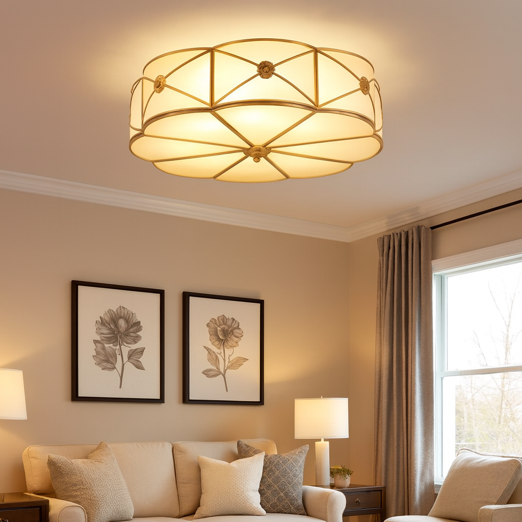 Vintage Frosted Glass Ceiling Light Flush Mount | Velvan