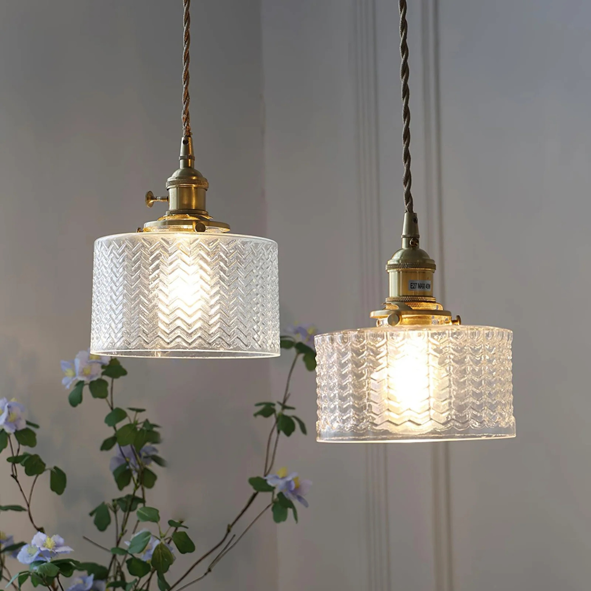 Vintage Glass Ceiling Pendant Lamp with Brass Finish | Lumorae