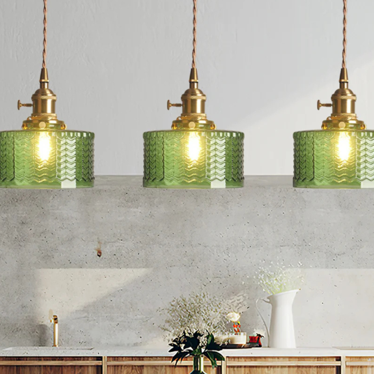Vintage Glass Ceiling Pendant Lamp with Brass Finish | Lumorae