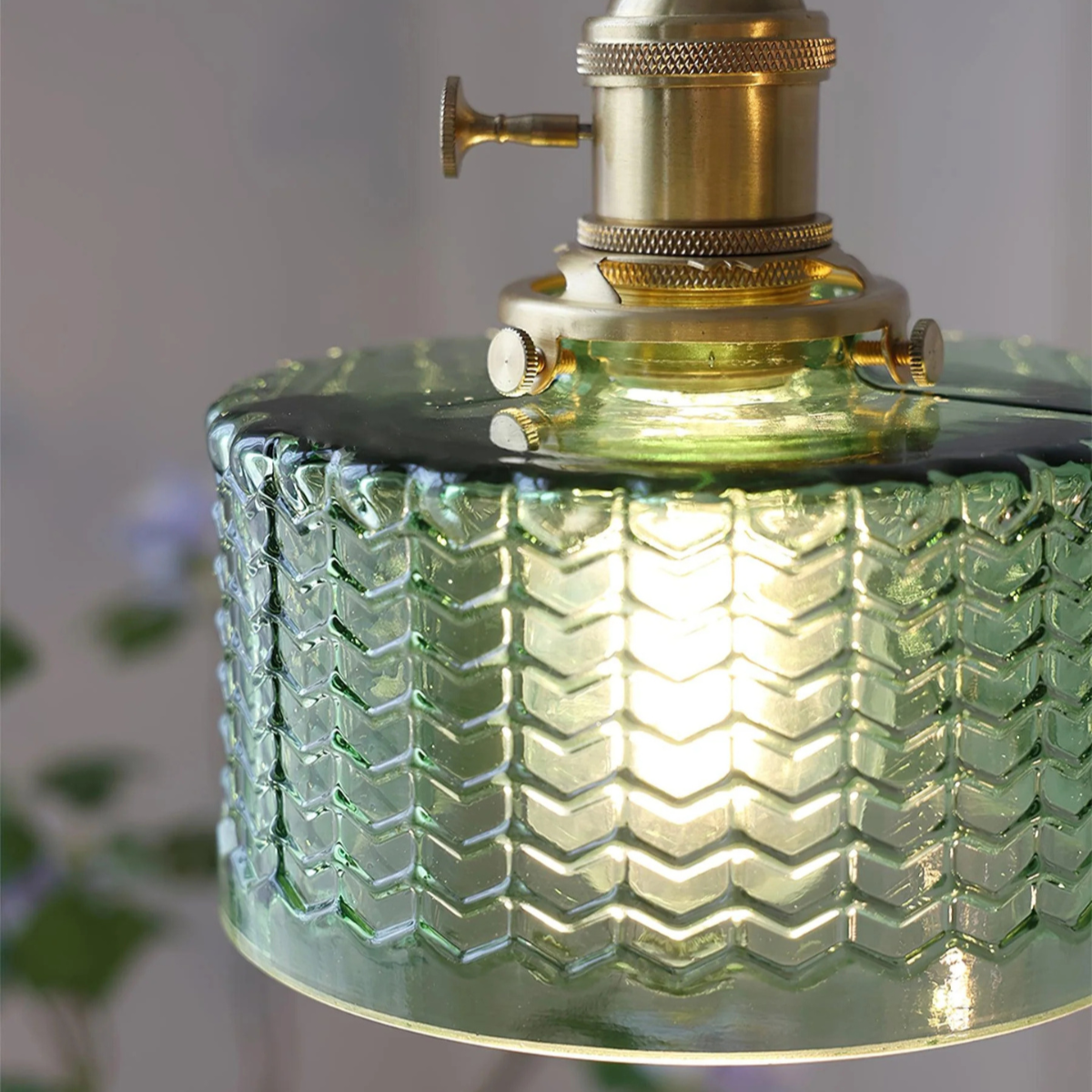Vintage Glass Ceiling Pendant Lamp with Brass Finish | Lumorae
