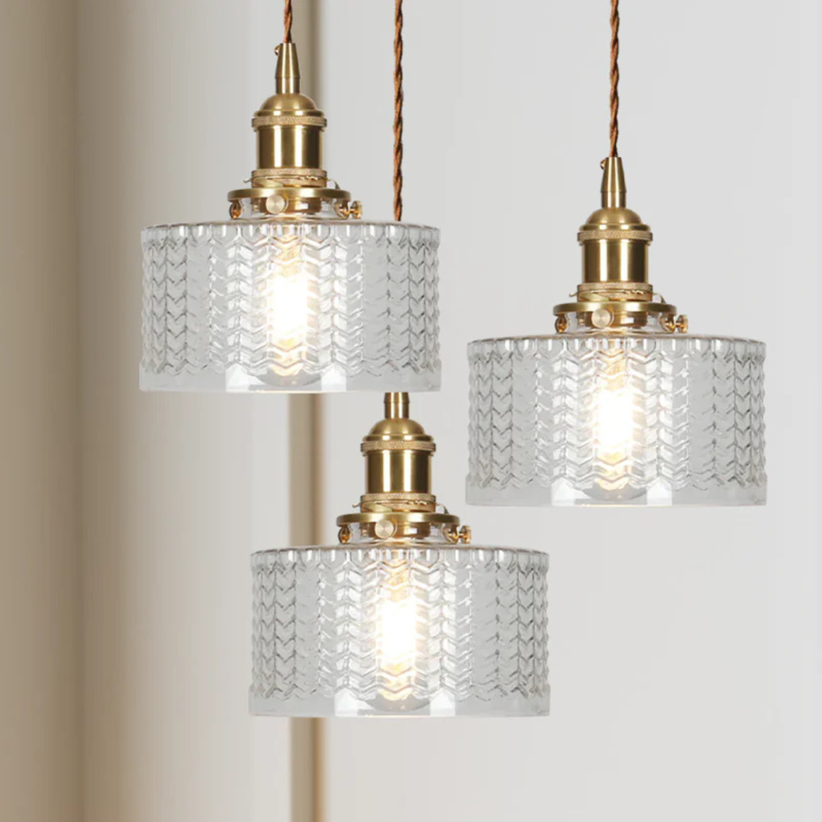 Vintage Glass Ceiling Pendant Lamp with Brass Finish | Lumorae