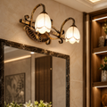 Vintage Metal Flower Frame Mirror Wall Light Fixture | Florena
