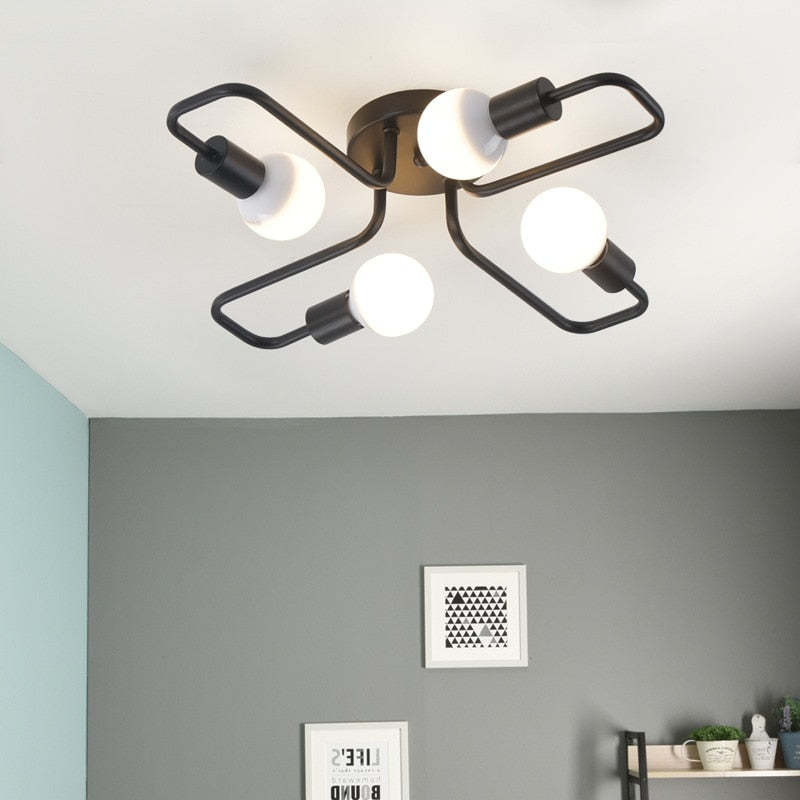 Vintage Metal Frame Ceiling Light Industrial Minimalist | Salira