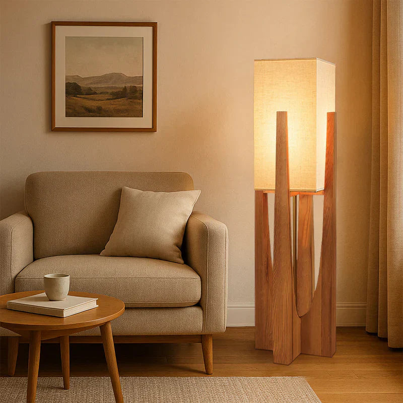 Wabi Sabi Fabric Shade Floor Lamp Japanese Style | Velvino
