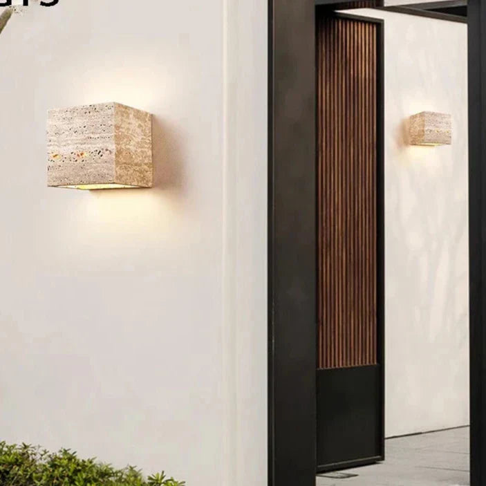 Wall Travertine Stone LED Outdoor Light Minimalist Design | Zelrico