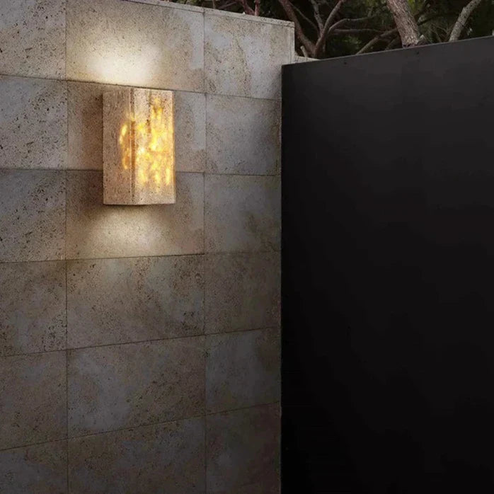 Wall Travertine Stone LED Outdoor Light Minimalist Design | Zelrico
