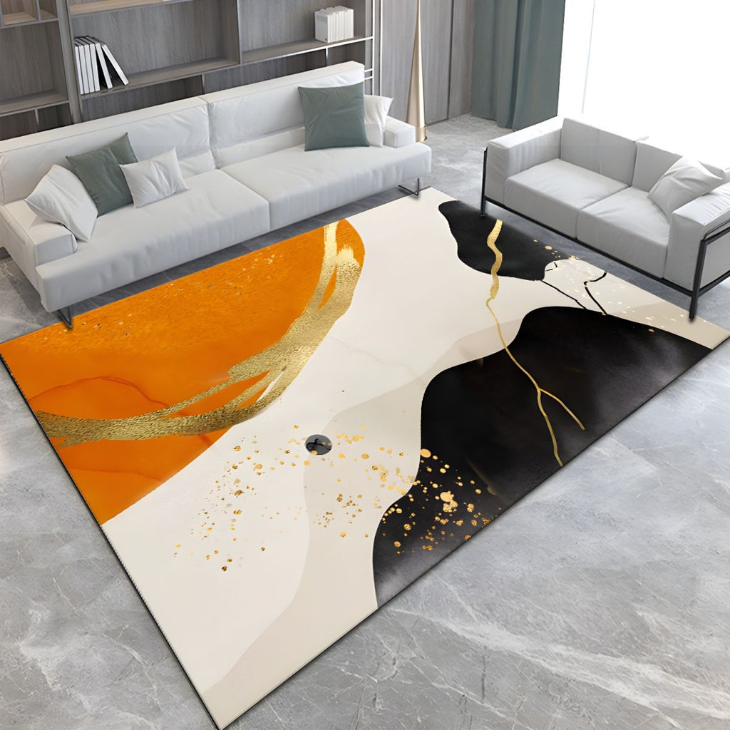 Washable Polyester Abstract Modern Rectangular Rug | Velantro