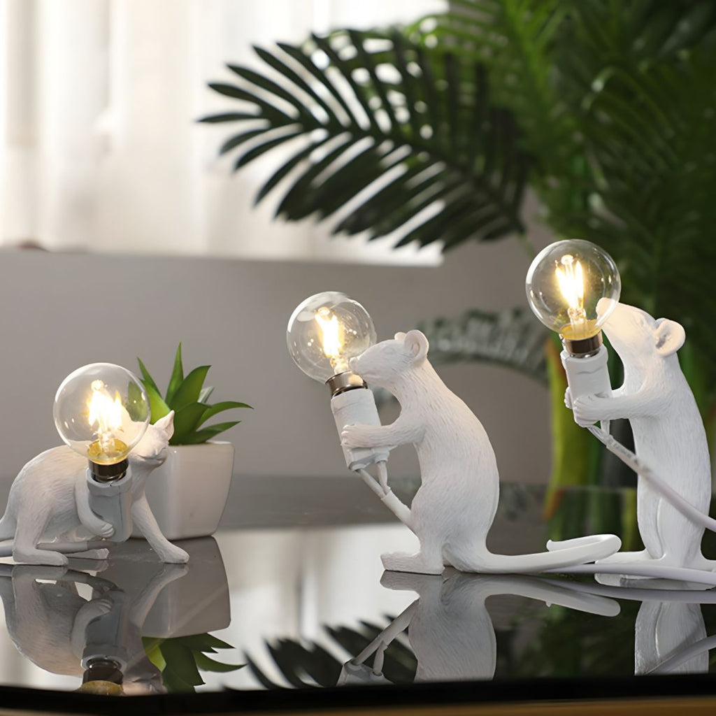 White Resin Nordic Mouse Table Lamp Art Deco Style | Lumirex