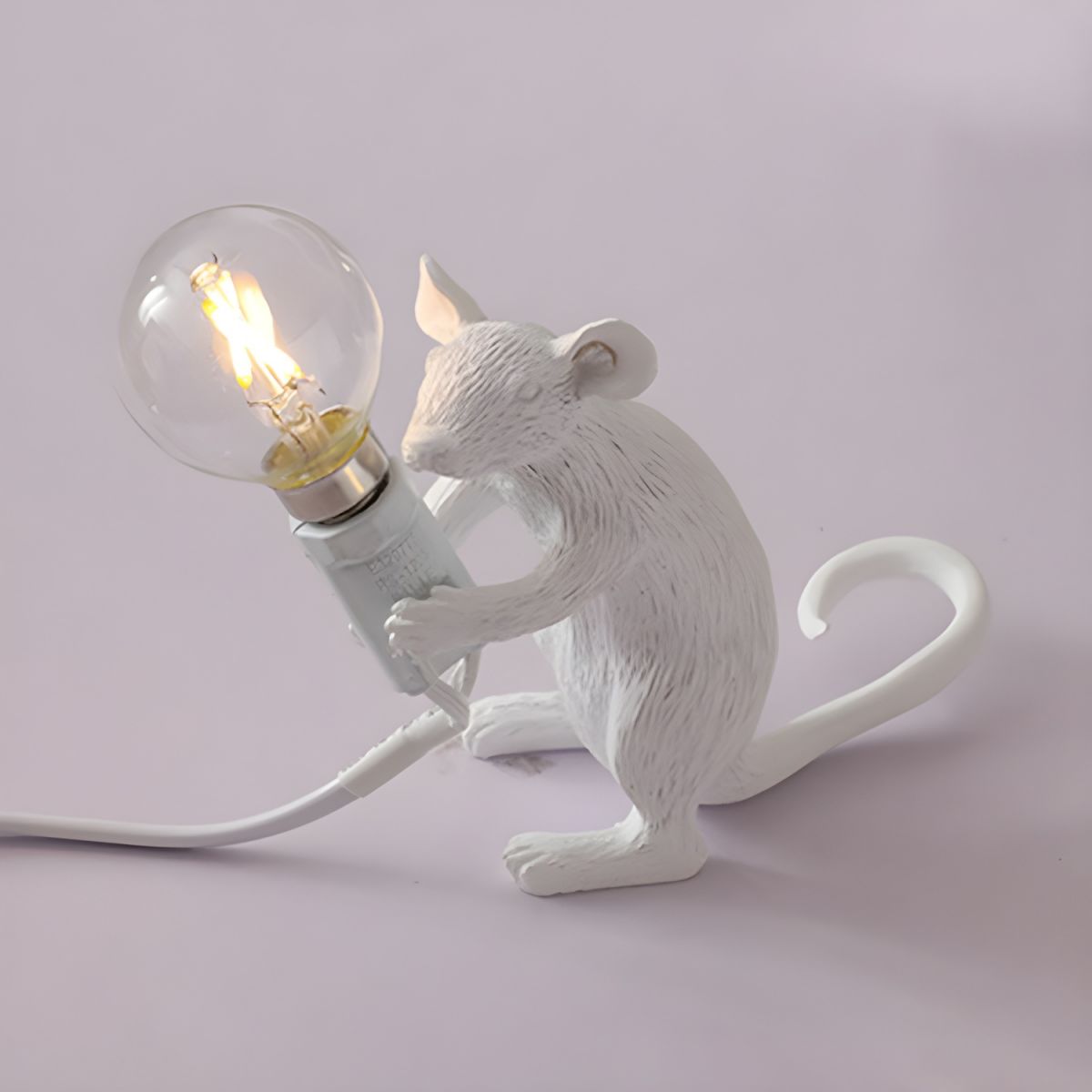 White Resin Nordic Mouse Table Lamp Art Deco Style | Lumirex