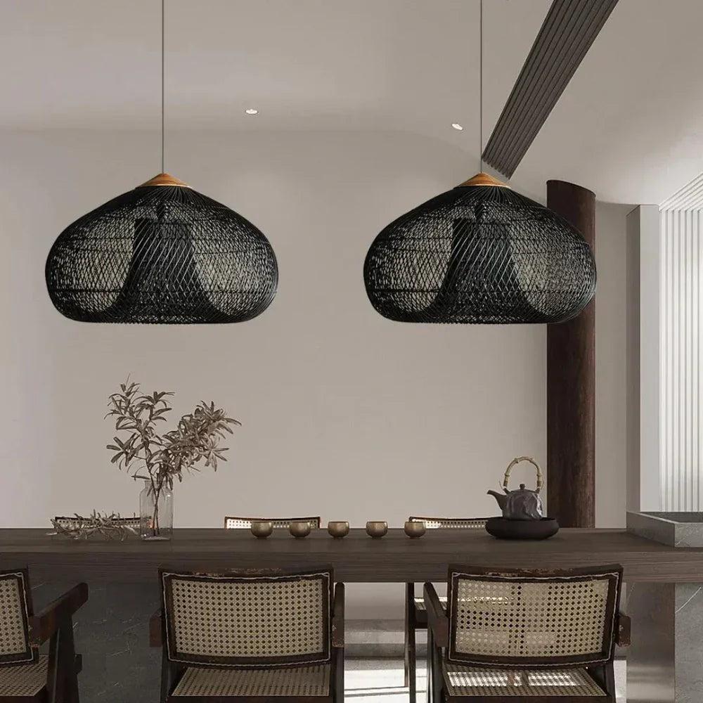 Wisteria Rattan Japandi Pendant Light Fixture | Ravena