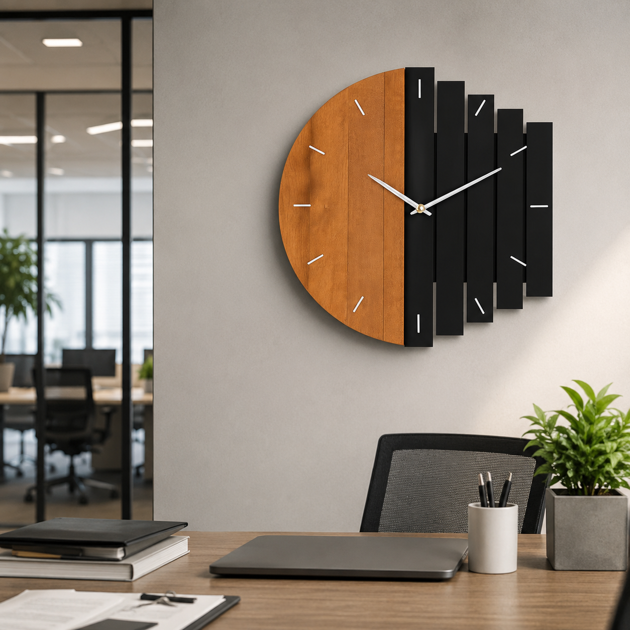Wood 3D Design Rustic Silent Quartz Wall Clock | Bramyn