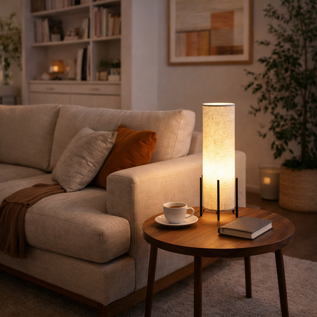 Wood Fabric Scandinavian Table Lamp for Living Room | Norvesa