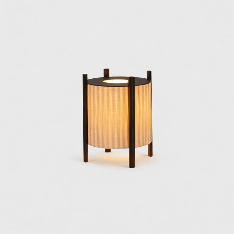 Wood Grid Floor Lamp with Fabric Shade Wabi Sabi | Lelrixo
