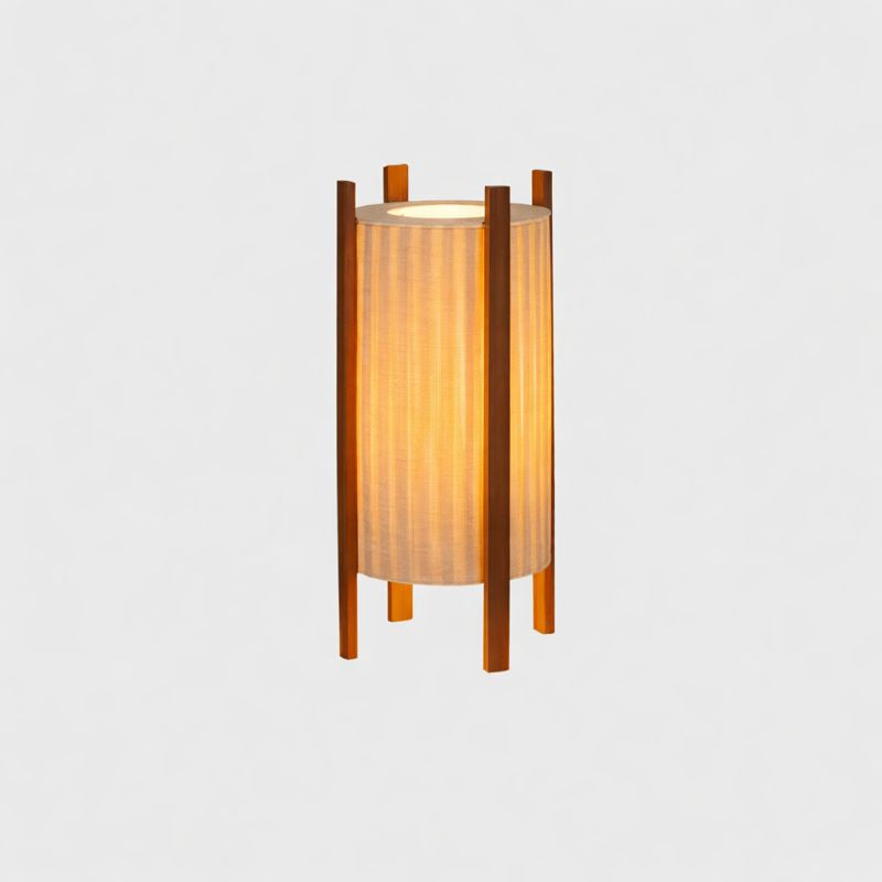 Wood Grid Floor Lamp with Fabric Shade Wabi Sabi | Lelrixo