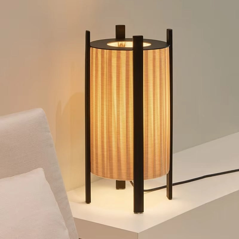 Wood Grid Floor Lamp with Fabric Shade Wabi Sabi | Lelrixo