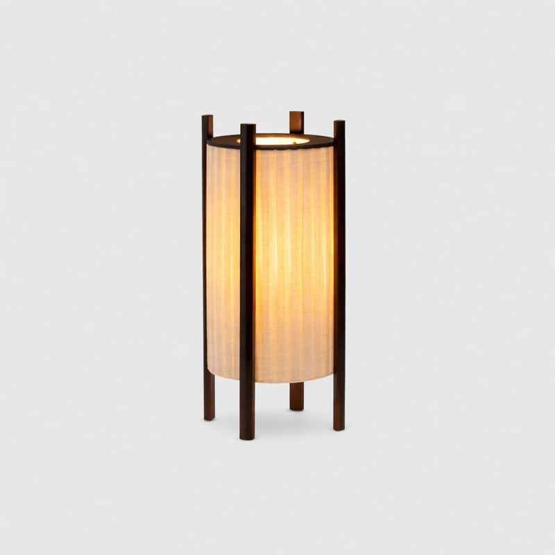 Wood Grid Floor Lamp with Fabric Shade Wabi Sabi | Lelrixo