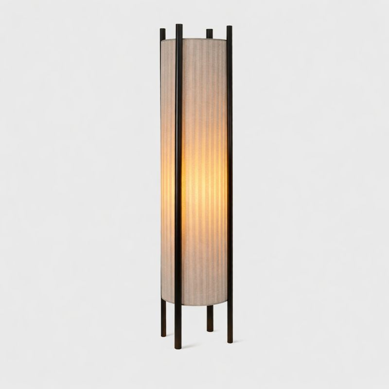 Wood Grid Floor Lamp with Fabric Shade Wabi Sabi | Lelrixo
