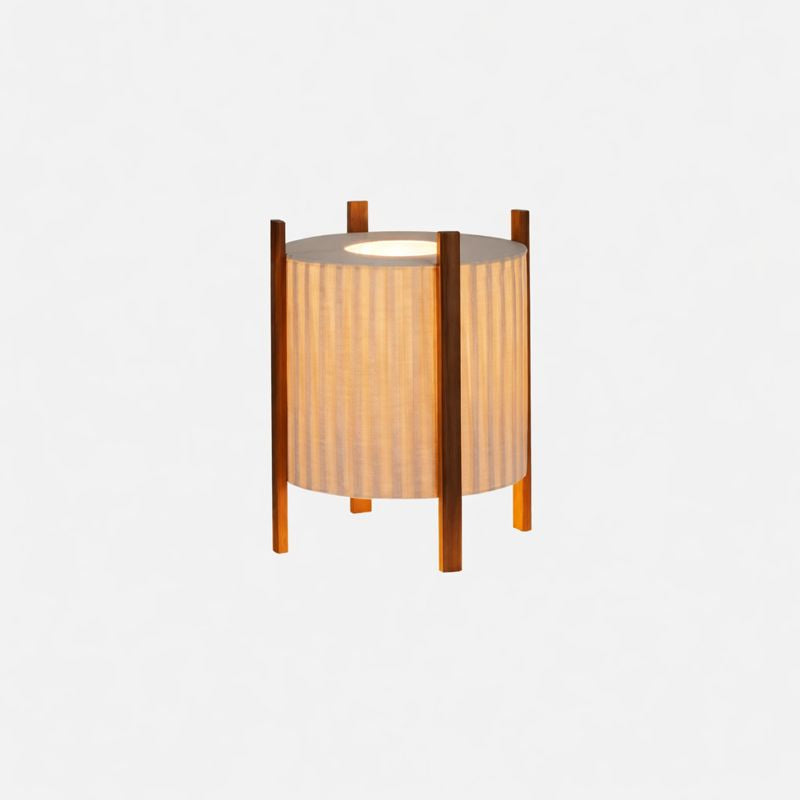 Wood Grid Floor Lamp with Fabric Shade Wabi Sabi | Lelrixo