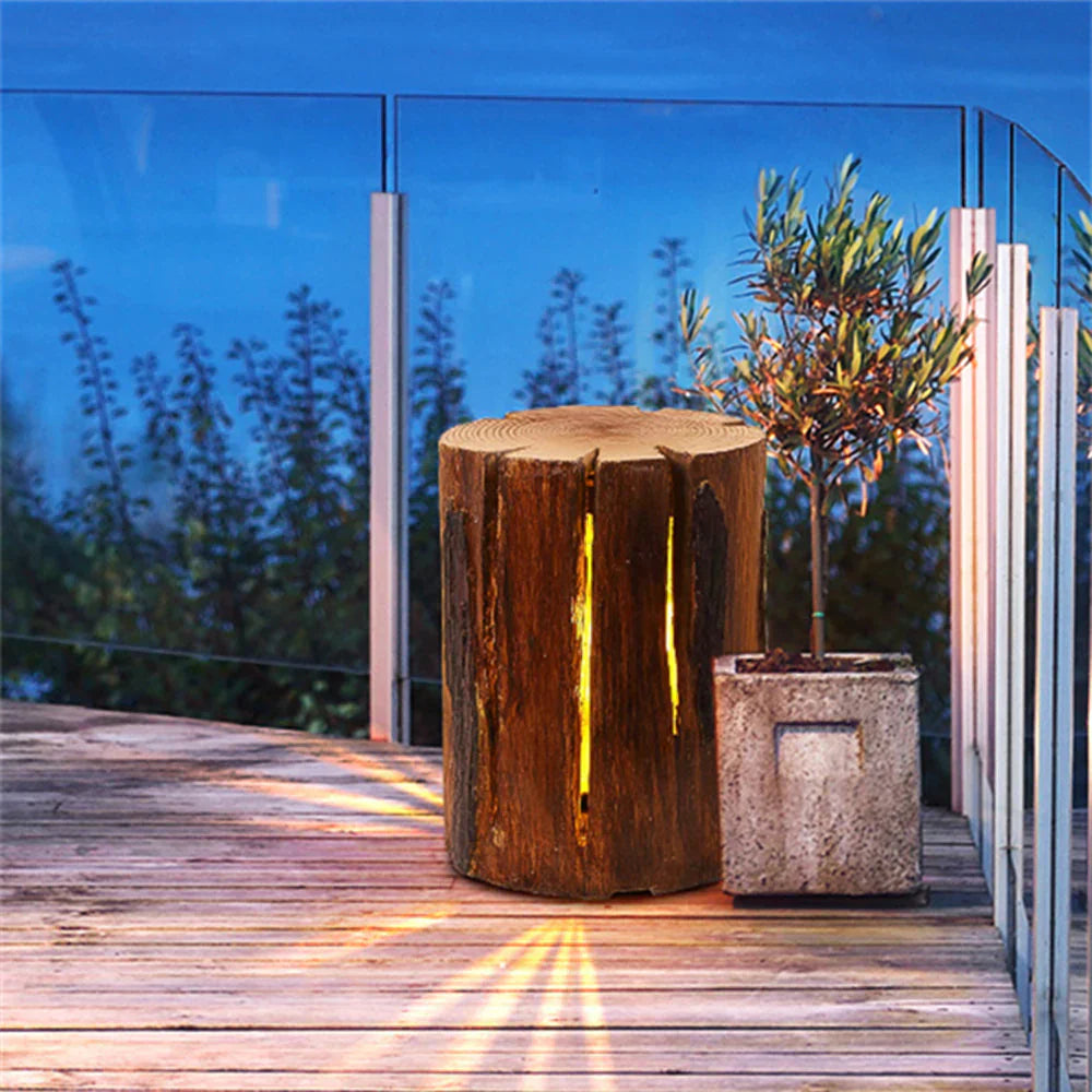 Wooden Column Outdoor Floor Lamp Garden Light | Elvanto