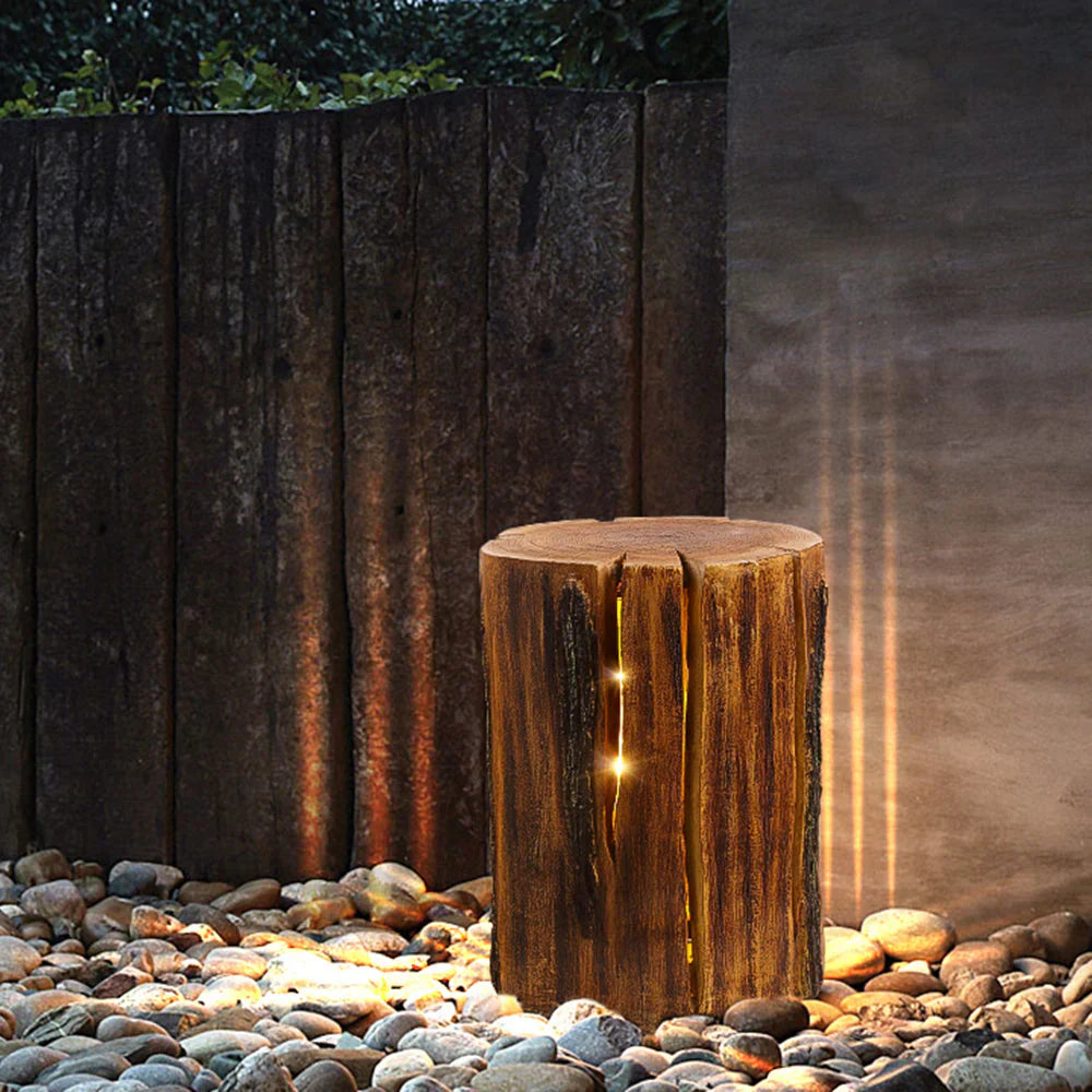 Wooden Column Outdoor Floor Lamp Garden Light | Elvanto