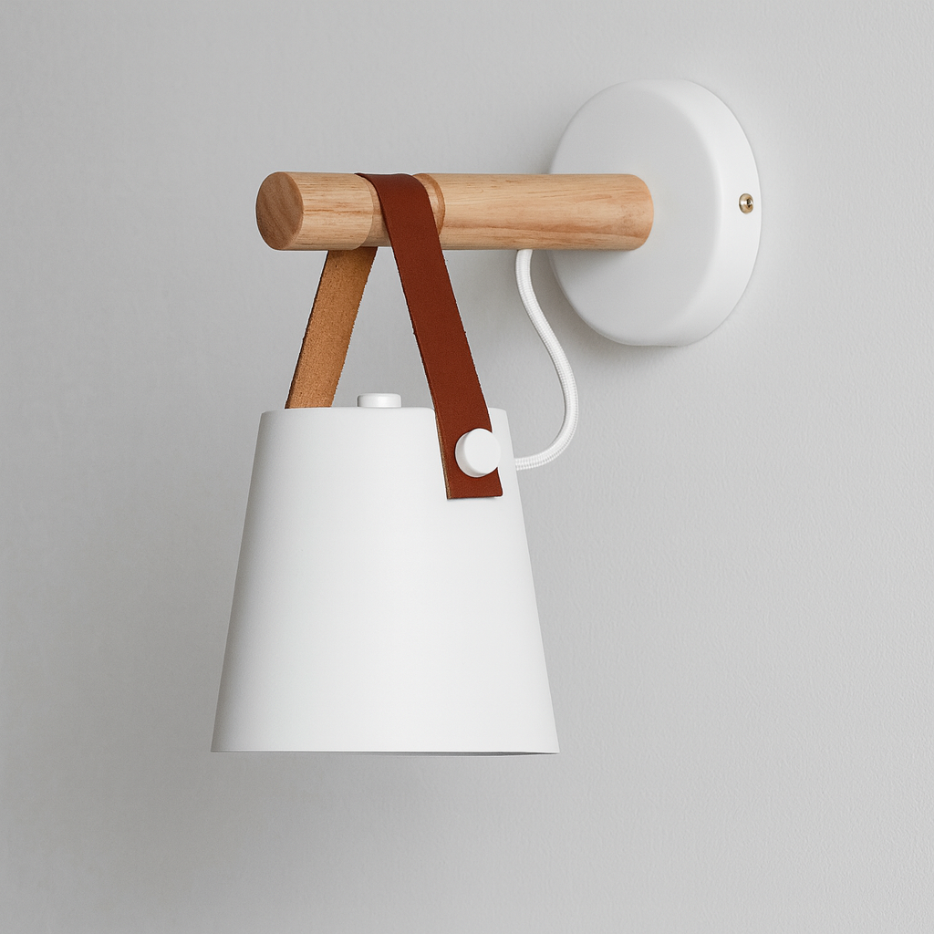 Wooden Scandinavian LED Wall Light with Shade | Woodlyn