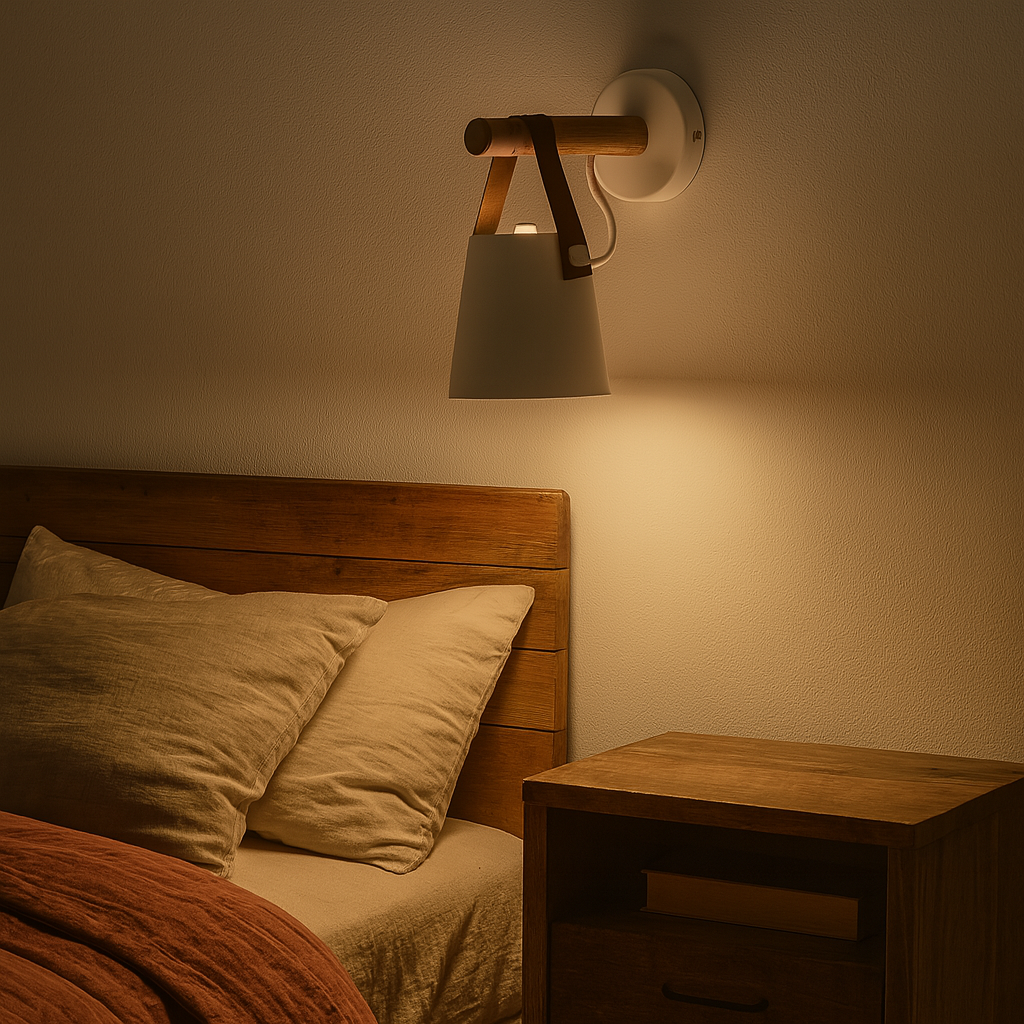 Wooden Scandinavian LED Wall Light with Shade | Woodlyn