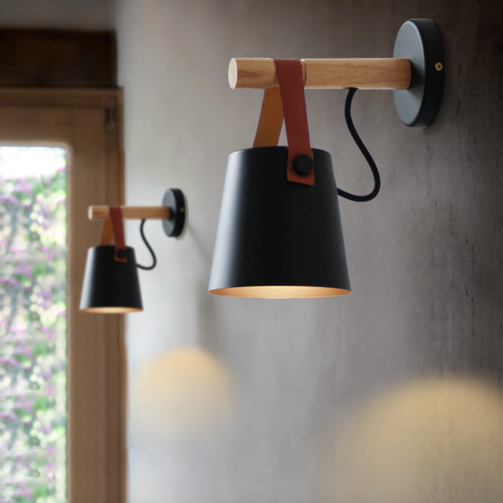 Wooden Scandinavian LED Wall Light with Shade | Woodlyn