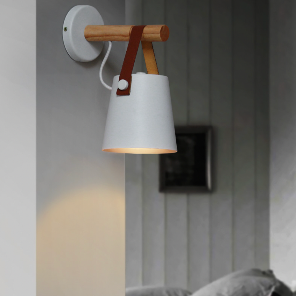 Wooden Scandinavian LED Wall Light with Shade | Woodlyn