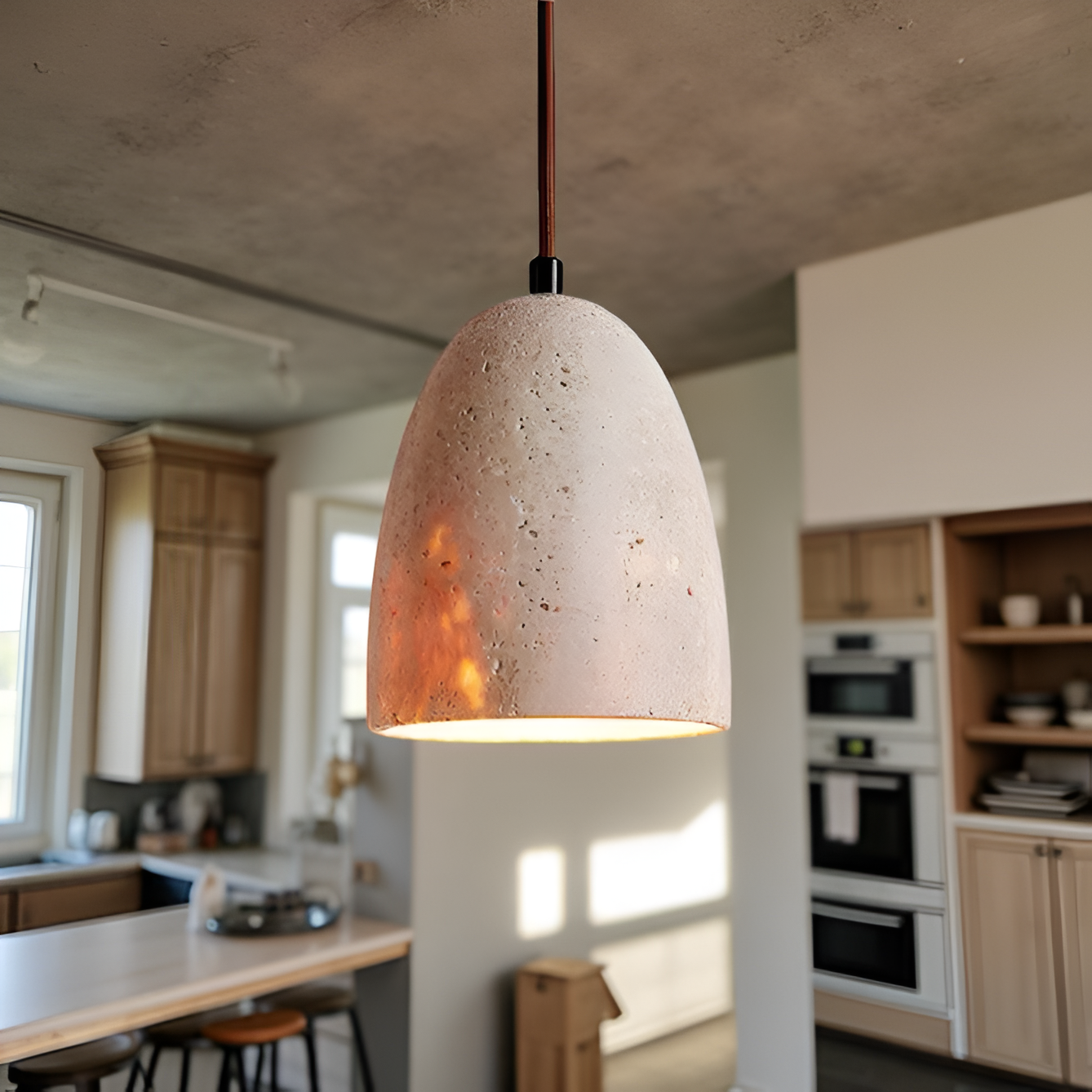 Yellow Travertine Retro Bell Pendant Light | Lareda